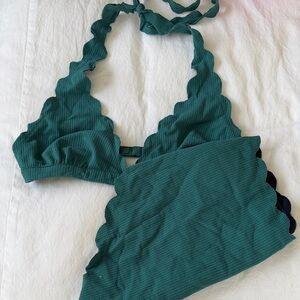 Marysia Swim Emerald Green Scalloped Bikini Set